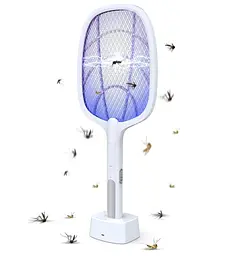 Електрична мухобойка Multifunction Electric mosquito Swatter Біла, ракетка від комарів із док станцією (ST)