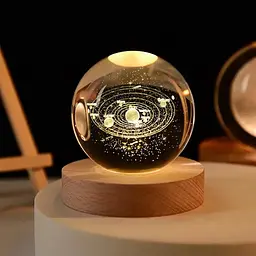 Декоративний 3D нічник Кришталева куля + дерево LED світильник Сонячна система тепле світло 5V - мініатюра 6