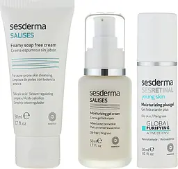 Набір Sesderma Salises Pack Anti-Acne: крем-пінка 50 мл + крем-гель 50 мл + гель Sesretinal Young Skin Plus 30 мл - мініатюра 2