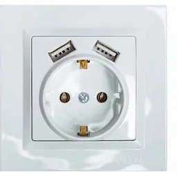 Розетка LUXEL LUXEL з заземленням та 2 USB JAZZ 90