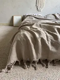 Покривало Zeintex Етно бавовняне 200х230 см капучино - мініатюра 5