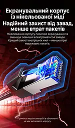 Мережевий кабель Ethernet UGREEN NW153 1,5 м патч-корд RJ45 штекер на RJ45 штекер Cat 8 до 40 Гбіт/с екранований F/FTP в обплетенні жили з чистої міді 2000 МГц чорний (80430) - мініатюра 6