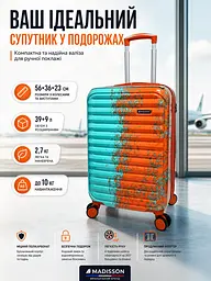 Валіза маленька для ручної поклажі Madisson Snowball 65203 S 56x36x23 см полікарбонат Зелено-помаранчевий - мініатюра 3