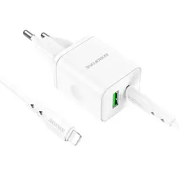 МЗП Borofone BN7 PD20W+QC3.0 (1USB-A/1C) + кабель Type-C to Lightning White - мініатюра 3