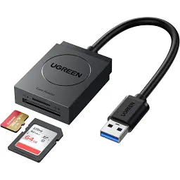 Card Reader USB 3.0 --> 2-слота SD/TF Card 0,15 м кабель CR127 Ugreen (20250) - мініатюра 2