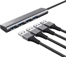 USB-Хаб Trust USB-хаб Halyx 4-Port USB-A 3.2 Grey (24947_TRUST) - мініатюра 2