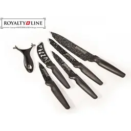 Набір ножів Royalty Line RL-MB5N 5 ножів овочечистка нержавіюча сталь чорний - мініатюра 3