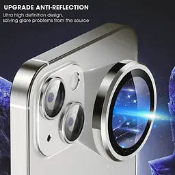 Захисне скло Metal Classic на камеру (у упак.) для Apple iPhone 14 (6.1) / 14 Plus (6.7) Срібний / Silver - мініатюра 4