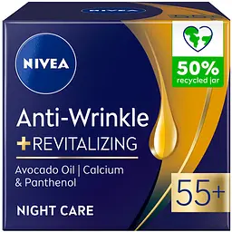 Нічний крем проти зморщок + ревіталізація Nivea Anti-Wrinkle Revitalizing 55+ 50 мл