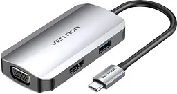 Док-станція USB3.1 Type-C - HDMI/VGA/USB 3.0/PD 100W Hub 4-in-1 Vention (TOAHB)