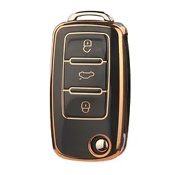 Чохол ключа Volkswagen Bora 2008-2018 рр. чорний+золото TPU