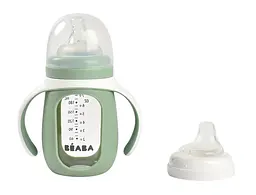 Поїльник скляний Beaba 2 в 1, 210 мл зелений (913537) - мініатюра 4