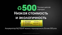 Акумулятор захищений Nitecore Li-Ion 21700 NL2153HP 3.6V 5300mAh Жовтий (2464812628) - мініатюра 4