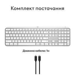 Клавіатура Logitech MX Keys S для MAC Bluetooth/Wireless UA Pale Grey (920-011638) - мініатюра 11