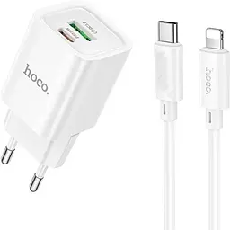 МЗП Hoco C149A Charm PD30W+QC3.0 (1USB-A/1C) + кабель Type-C to Lightning White