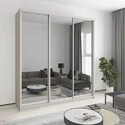 Шафа-купе тридверна MebelStar Стандарт AL 3 Дзеркала 220x45x240 см Кашемір (MBS-1870)