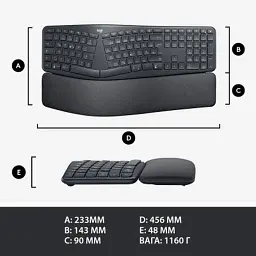 Клавіатура Logitech ERGO K860 Bluetooth/Wireless UA Black (920-010108) - мініатюра 12