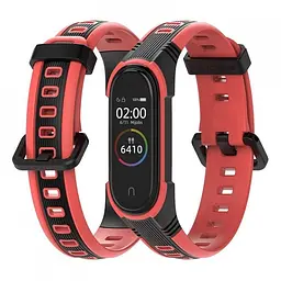 Ремінець для фітнес-браслета MiJobs для Xiaomi Mi Band 5, 6, 7 Sport 2 червоний з чорним