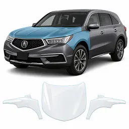 Антигравійна захисна бронеплівка за лекалами для Acura MDX YD3 facelift 2017-2020 - капот і передні крила