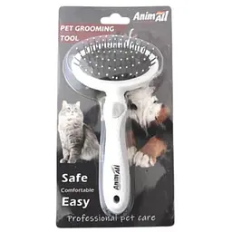 Масажна щітка AnimAll Groom для тварин сіра