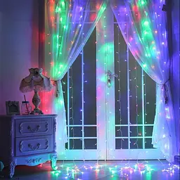 Світлодіодна гірлянда-завіса Xmas 220В з Пультом ДК 200LED 2x2м Різнокольорова - мініатюра 2
