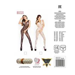 Бодістокінг Passion BS020 комбінезон фантазійний візерунок S/M/L white - мініатюра 5
