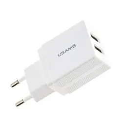 МЗП USAMS CC090 T24 2.1A Dual USB Travel Charger EU White