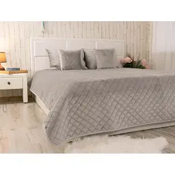 Покривало Руно двостороннє декоративне Velour сіре ромб 180х220 см - мініатюра 5