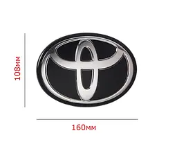 Емблема під склом Toyota Чорна 160х108 мм на скотчі (Завод) - мініатюра 2