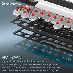 Бездротова механічна ігрова клавіатура GamePro MK-210-B Pro Black-White QLAB Orange Switches Hot-Swap - мініатюра 8