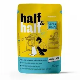 Вологий корм для кішок Half & Half шматочки з лососем у желе 100 г (4820261920901)