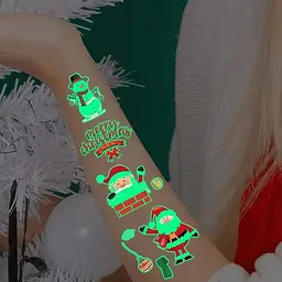 Набір тимчасових тату Різдво №2 kids-tatto-set10-2-christmass, що світяться, 12 х 7 см - мініатюра 6