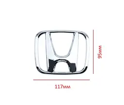 Емблема решітки задня для Honda Хром 117х95 мм Пластик (на скотчі та 2 вусики по центру) (Завод) - мініатюра 2