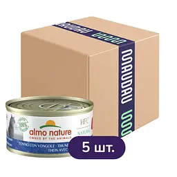 nabir-volohoho-kormu-dlia-kotiv-almo-nature-hfc-cat-natural-4-1-tunets-z-moliuskamy-70-h-5-sht