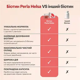Дієтична добавка Perla Helsa A-Biotin Біотин + Амінокислоти 30 капсул - мініатюра 8