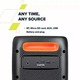 Портативна акустика Canyon speaker OnFun 5 Partybox 40W RGB Black (CNE-PBSP5) - мініатюра 10
