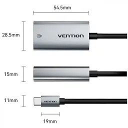 Перехідник USB-C to RJ45 Ethernet 1000Mbps black Vention (CFPHB) - мініатюра 4