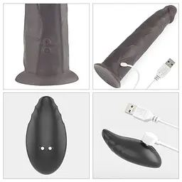 Вібратор LoveToy 9" Dual Layered Platinum Silicone Rotator, 23 см (чорний) - мініатюра 10
