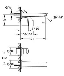Змішувач для умивальника на два отвори M-Size Grohe Eurosmart 293382433 Чорний матовий - мініатюра 4