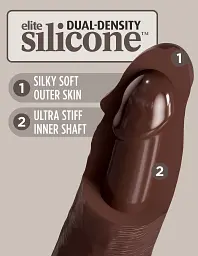 Фалоімітатор King Cock Elite 7” Dual Density 21 см коричневий - мініатюра 4