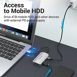 Хаб USB 3.1 Type-C -> 4хUSB 3.0/PD 100W 5-in-1 Vention - мініатюра 6