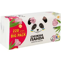 Серветки паперові 2 шари Сніжна панда BigPack поліетилен 220 шт.