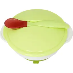 Тарілка на присосці з термоложкою та кришкою Mega Zayka MGZ-0101 (Green) - мініатюра 2