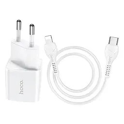 Адаптер мережевий HOCO Type-C to Lightning Cable Starter N10 набір із кабелем білий - мініатюра 3