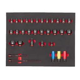 Ложемент з головками ShW 1/2'' STD Milwaukee 32 шт 45х536х417мм для візків