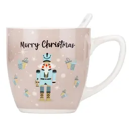 Чашка Elisey Merry Christmas рожевий 175 мл з ложечкою (9150-002)