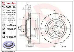 Диск тормозной задний вентилируемый Volvo XC60 I 08-18г Brembo ( 09.B026.11 )