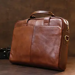 Шкіряна чоловіча сумка для ноутбука 20470 Vintage коричневий - мініатюра 7