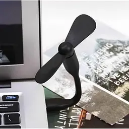 Портативний гнучкий USB мінівентилятор для ноутбука, powerbank Чорний - мініатюра 2