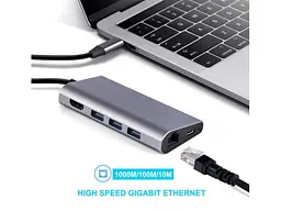 Адаптер Dynamode Dock-USB-TypeC-HDMI-USB3.0-RJ45 - мініатюра 6